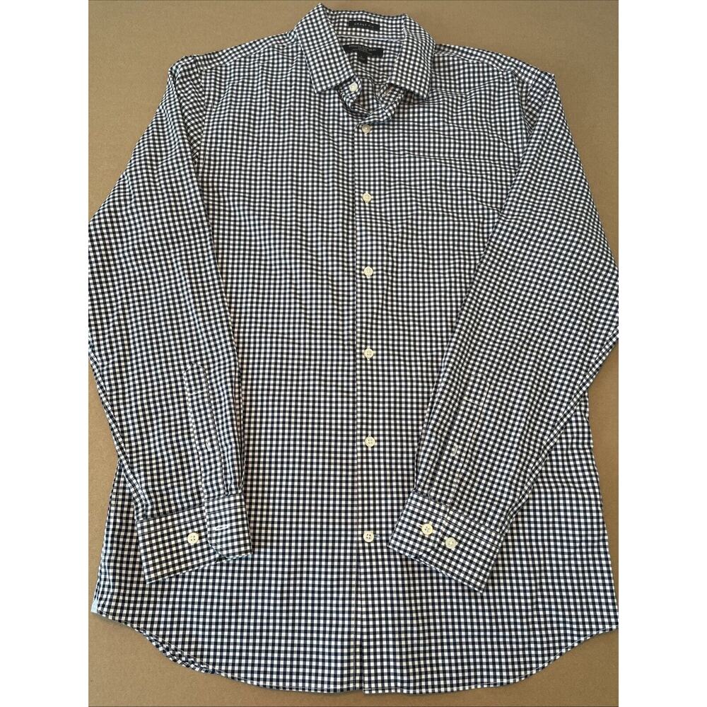 Banana Republic Blue/White Checked GRANT FIT 100% Cotton Shirt Size Lg